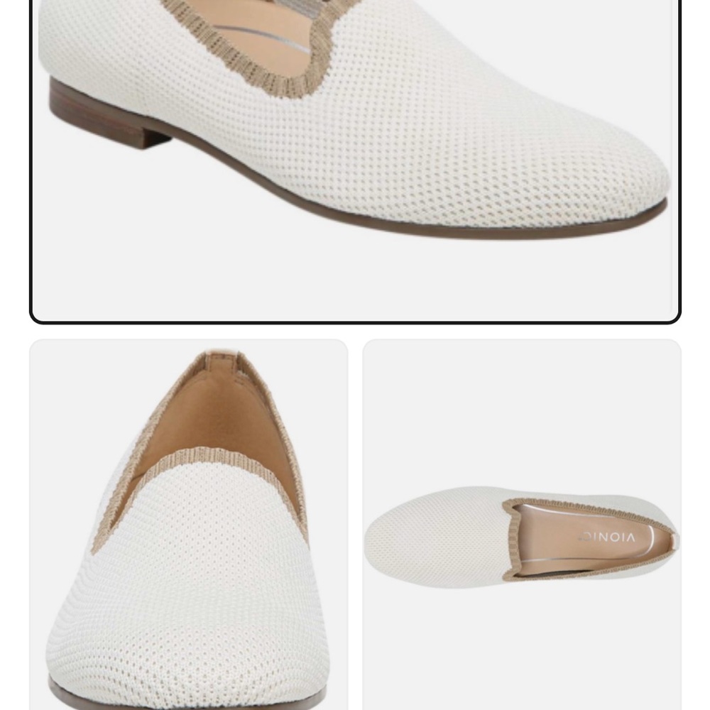 Vionic Women's Cream Loafers with Tan Trim